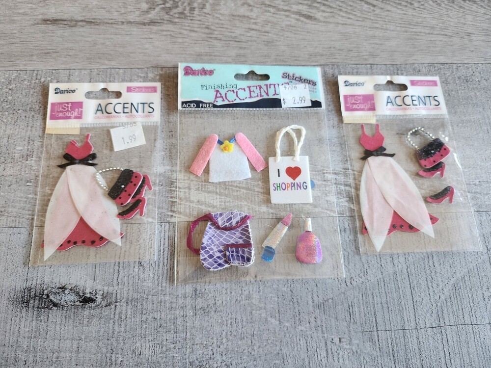 NEW 3D SHOPPING GIRLS Scrapbook Stickers Embellishments Retired Darice NEW #39